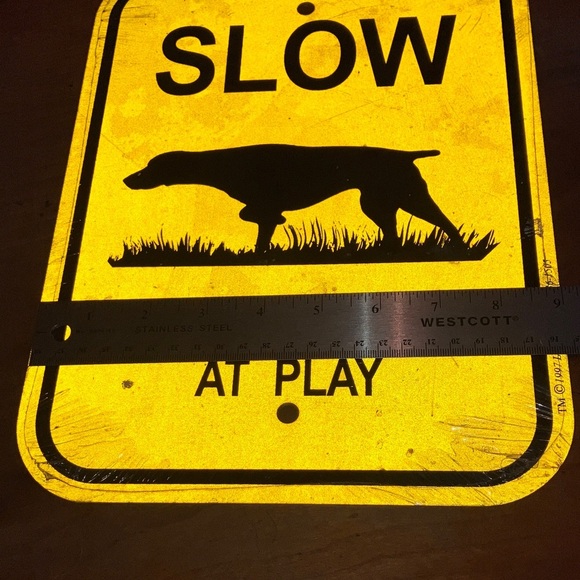 Traffic sign Yellow Slow German Shorthair dog Sign NWT - Picture 4 of 7